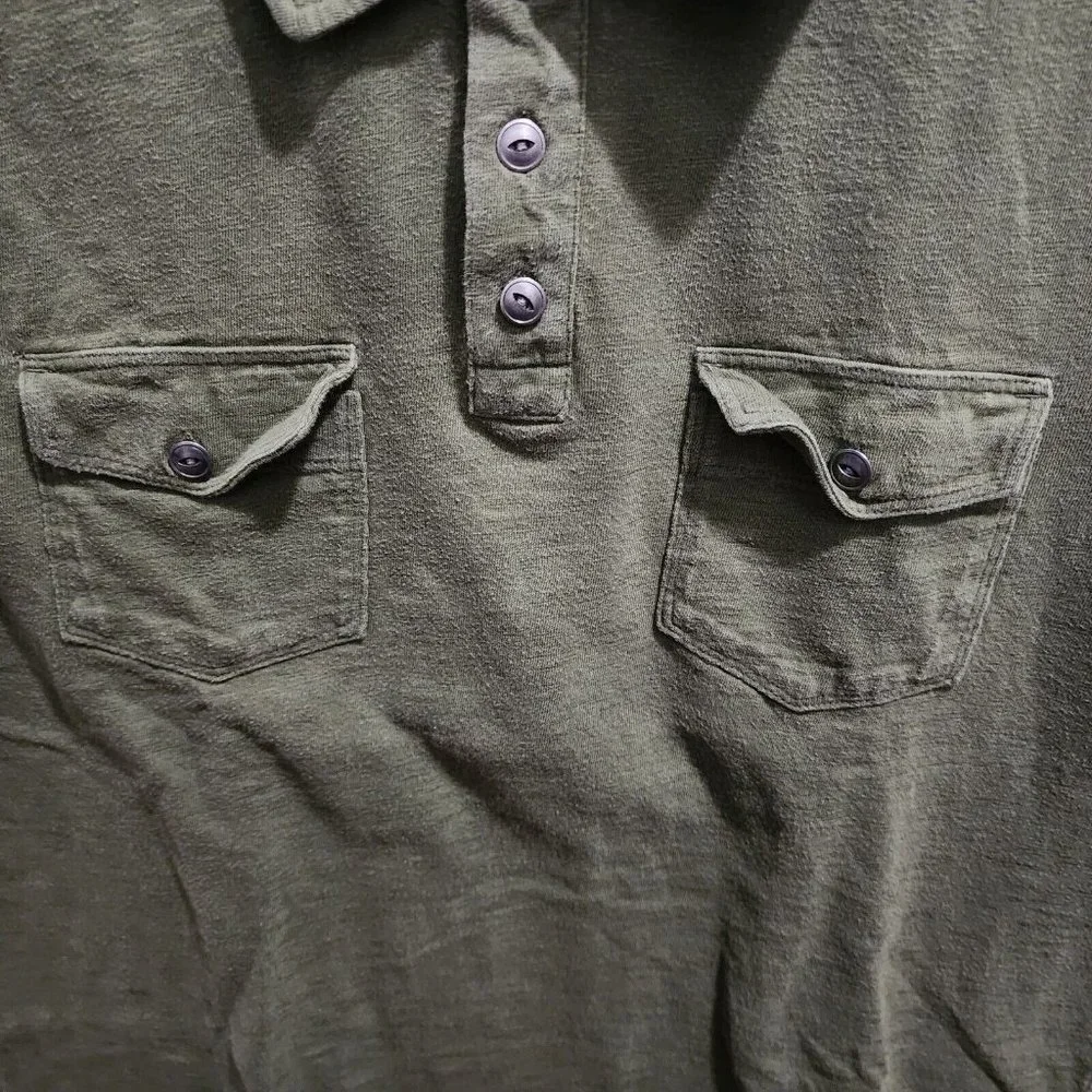 Banana Republic Olive Green‎ Double Pocket Short Sleeve Polo Mens Size M Cotton
